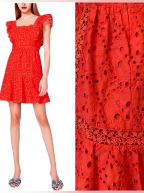 Betsey Johnson mosaic cotton eyelet dress. NWT